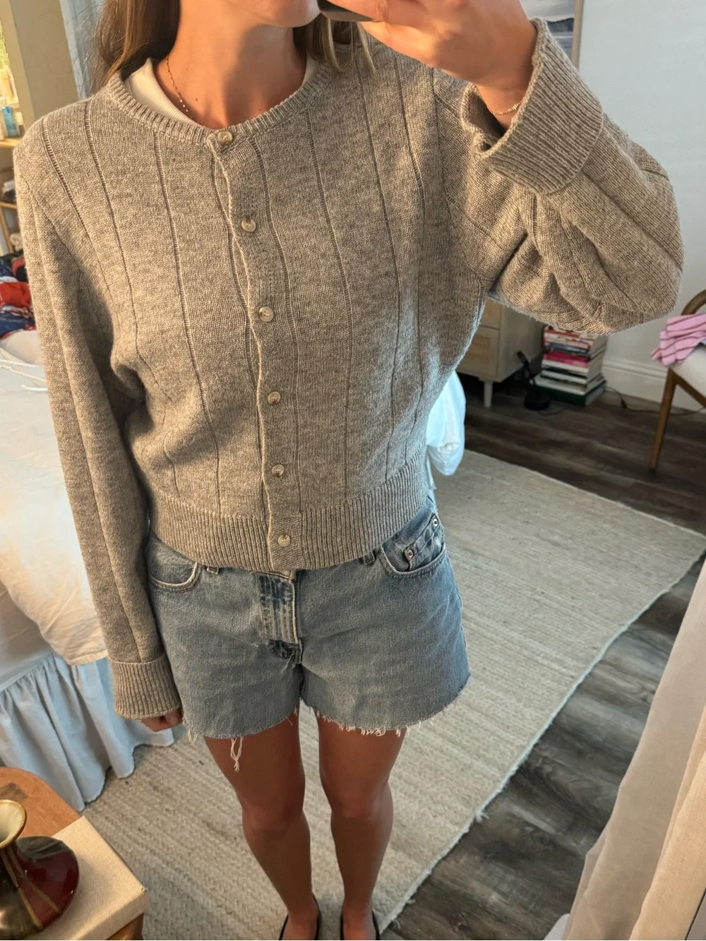 DISSH Light Gray Ribbed Button-Front Cardigan - Picture 2 of 5